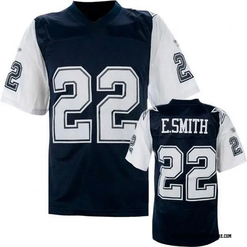 Mitchell and Ness Emmitt Smith Dallas Cowboys Authentic Blue/White Mitchell And Ness Navy Throwback Jersey - Men's