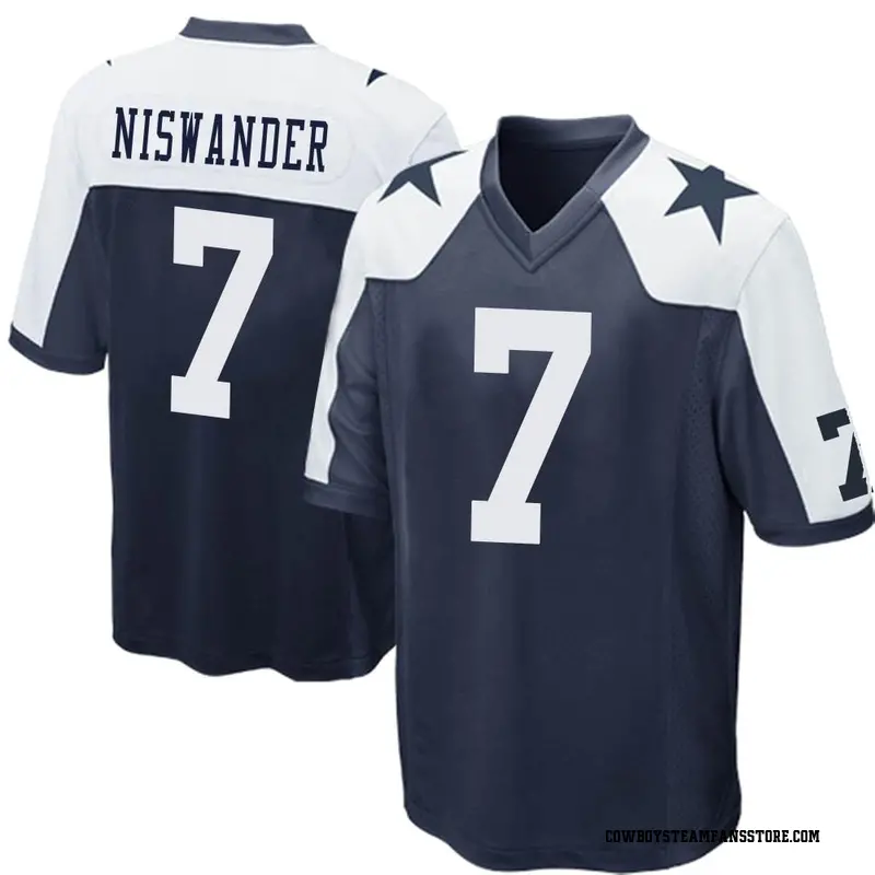 Nike Hunter Niswander Dallas Cowboys Game Navy Blue Throwback Jersey - Men's